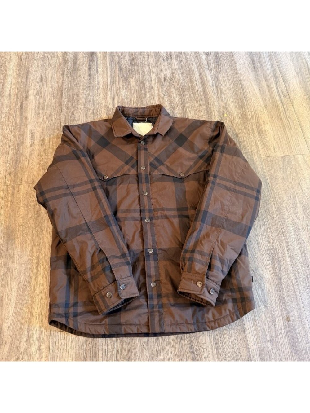 Vintage Stussy Plaid Skateboard Flannel Quilted Lined Brown Thermolite Plus Sz L